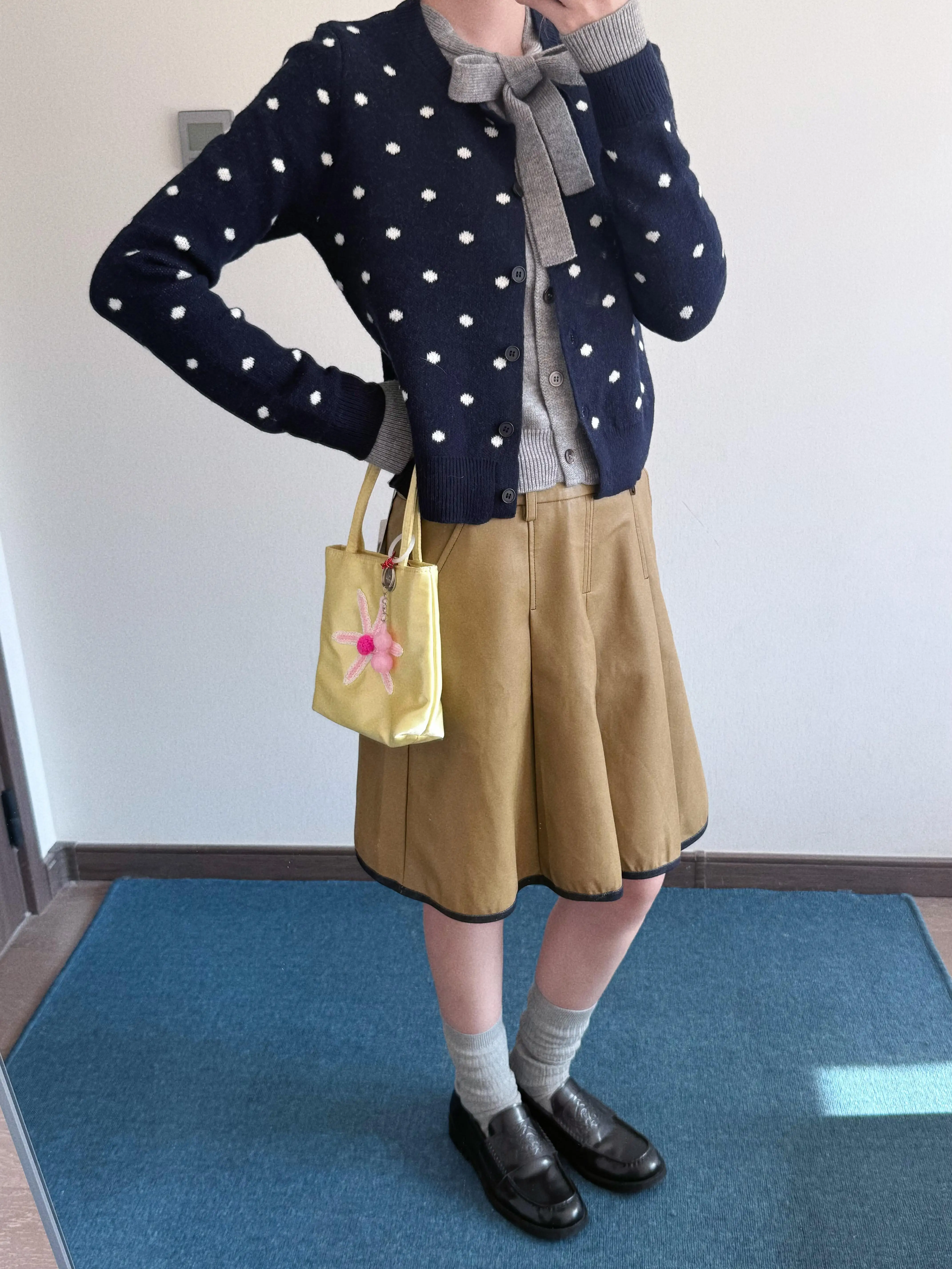 Retro American Khaki Color Block A-Line Waist Cinched  Skirt for Women Casual All-Match Autumn Winter New Style Skirts