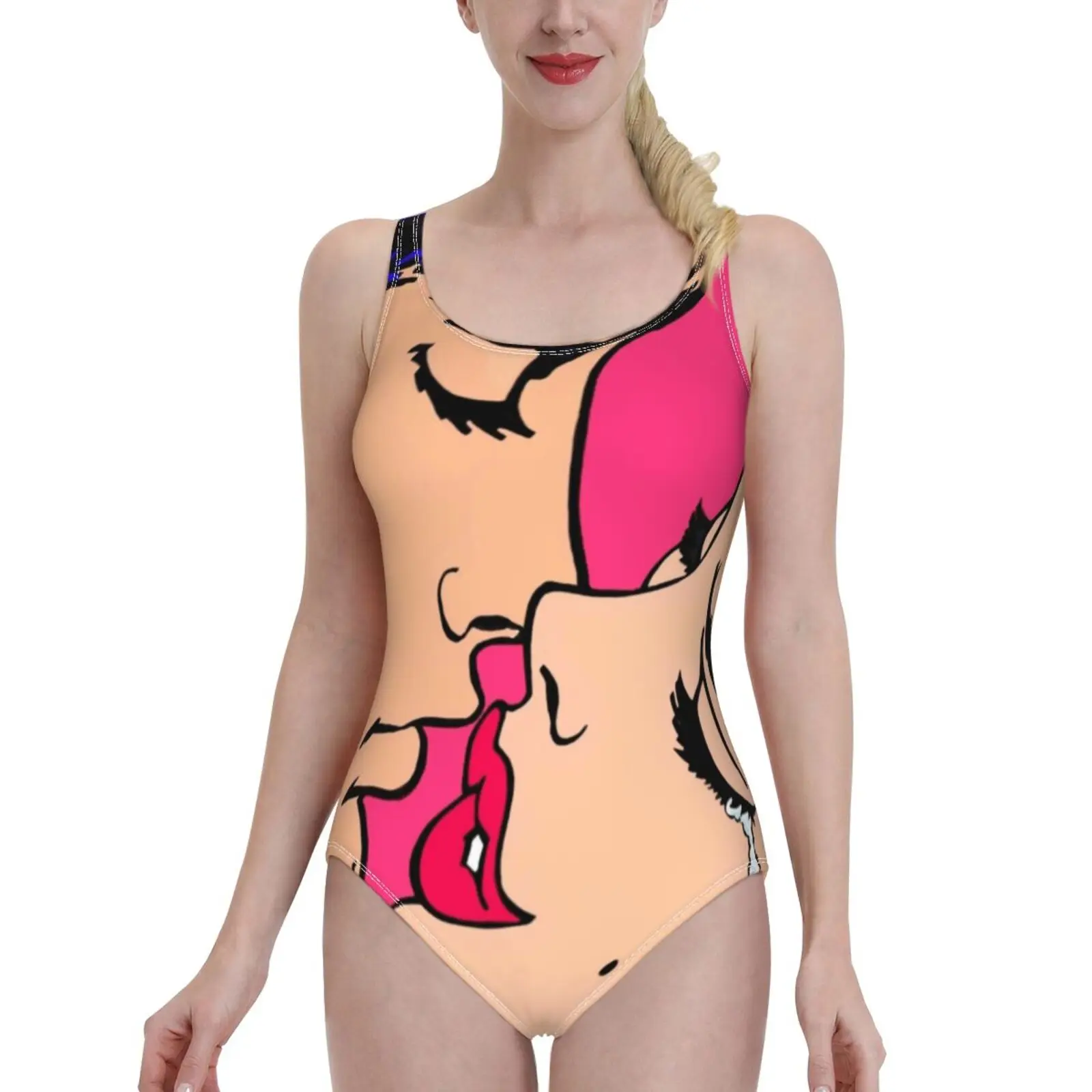 

The Kiss Of Pop Art One-Piece Swimsuit Women Sexy Monokini Bathing Suits New Girl Beach Swimwear Mabbatt Art Pop Art Comic Art