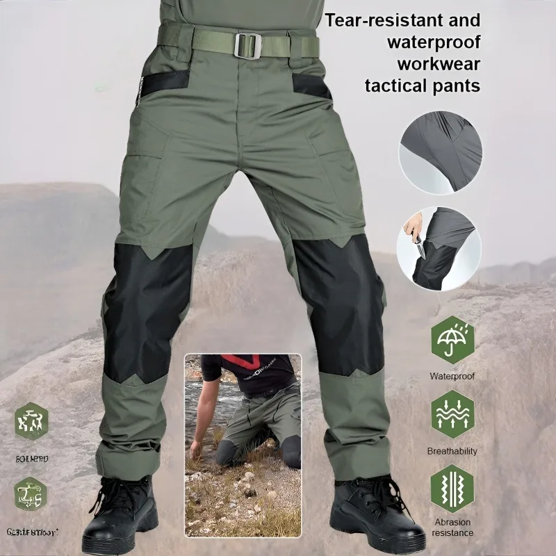 

Мужские свободные брюки для тренировок на открытом воздухе, водонепроницаемые свободные тонкие эластичные тактические брюки, тактические брюки с линейкой