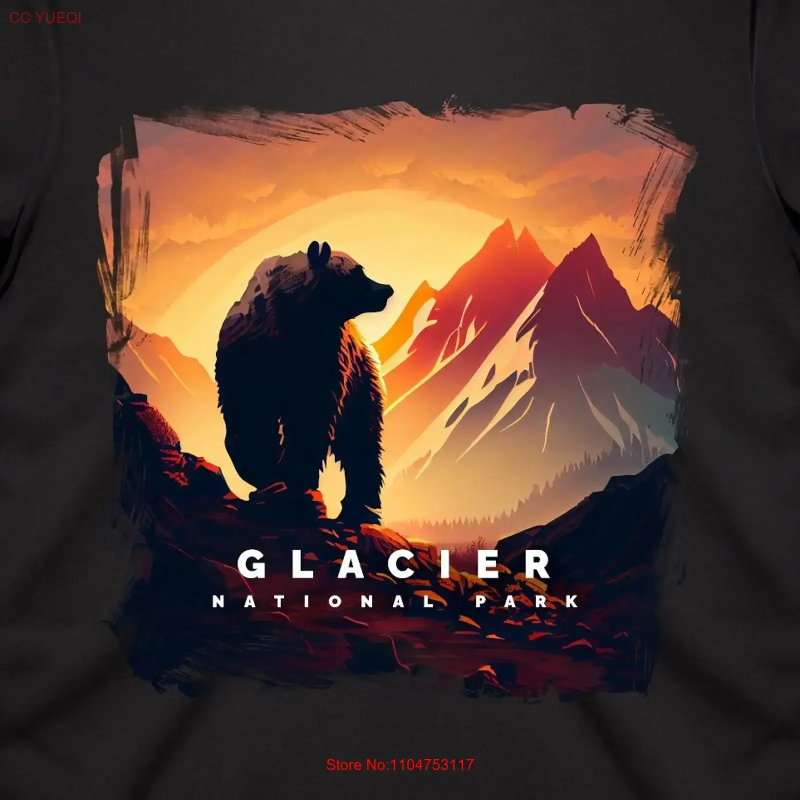 Glacier National Park T Shirt Montana Grizzly Bear vintage Washed Casual fashion Versatile graphic Comfortable designer clothes