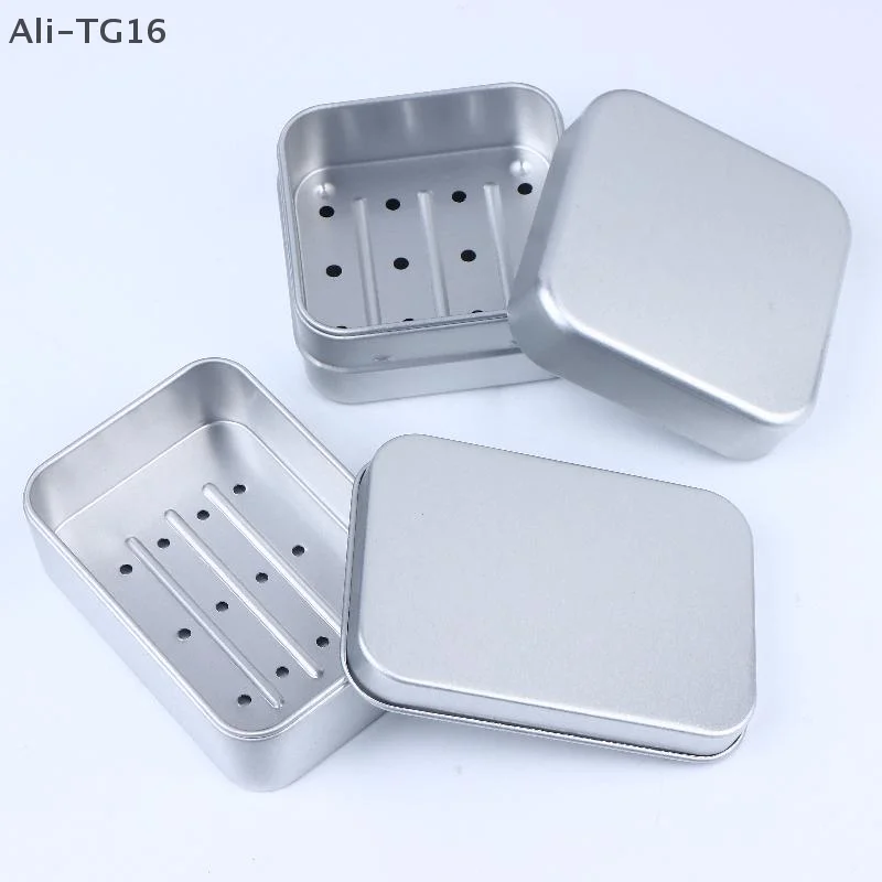 مربع الألومنيوم صحن الصابون صندوق الصابون مع غطاء حامل الصابون الألومنيوم السفر الصابون السفر حاوية صينية الصابون للحمامات المنزلية طبق