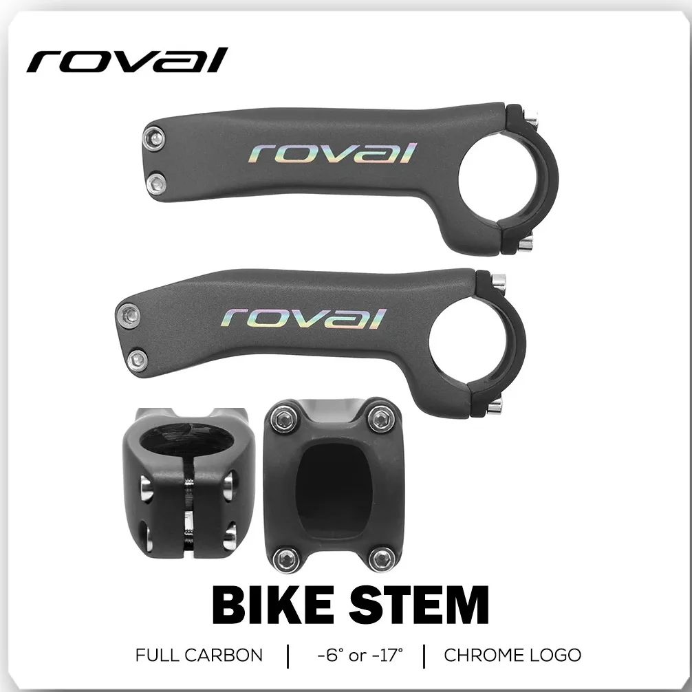 

ROVAL Logo Full Carbon + Aluminum Cap Road Mountain Bike Stems Angle -6 Degree/ -17degree Carbon Stem Handlebar 31.8x70-130mm