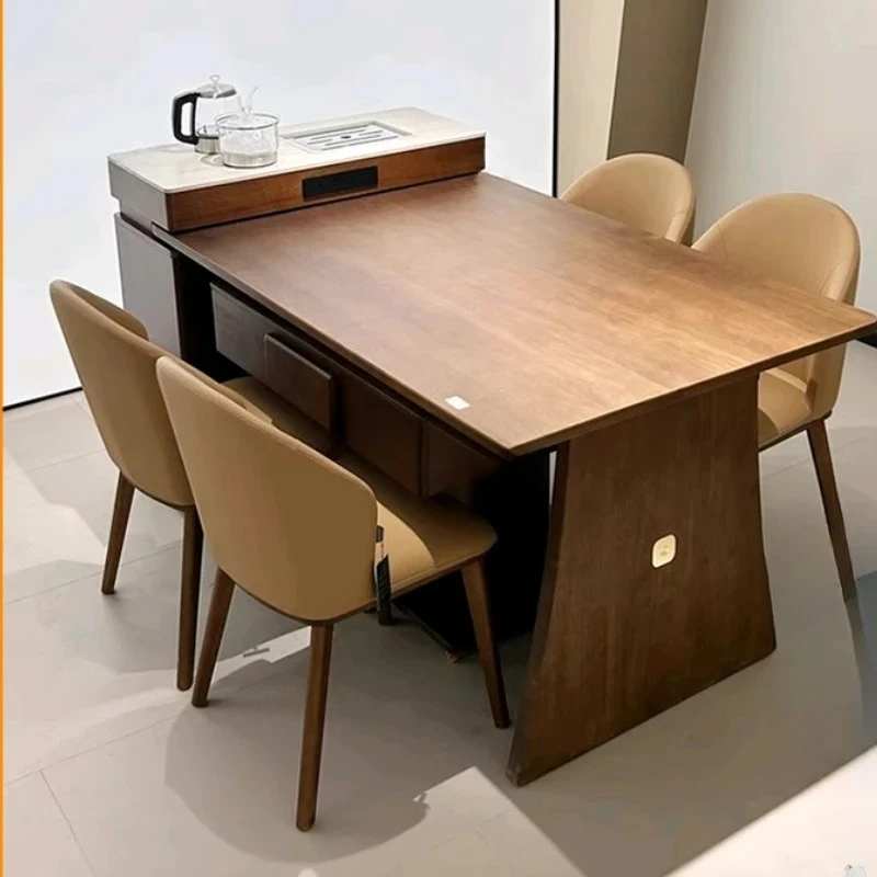 

Fully automatic household island dining table mahjong table dual-purpose all-in-one machine solid wood with cabinet