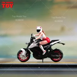 Painted Miniatures 1/18 1/24 1/64 1/43 1/87 Girl Riding Motorcycle Female Scene Figure Doll Unpainted Model For Car Vehicles