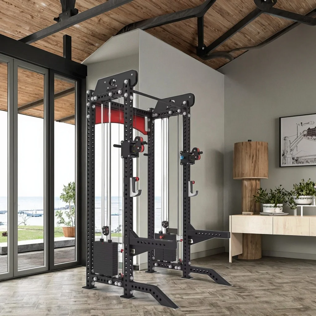 Fitnessgeräte für den Fitnessstudio, multifunktionaler Trainer, Power Cage Smith Machine Squat Rack