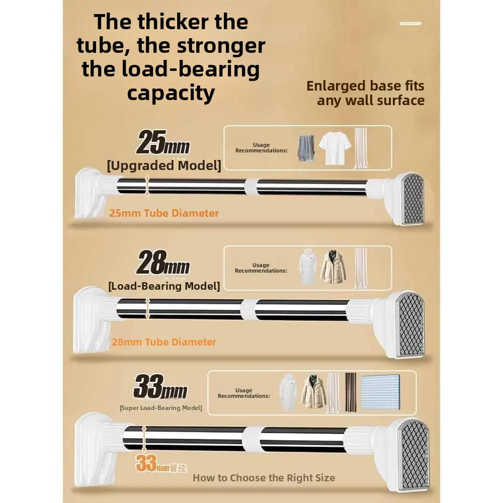 Stainl Steel Retractable Clothes Drng Rods No Drilling Required for Balcony Home Use Fixed Curtain Batoom Hanging