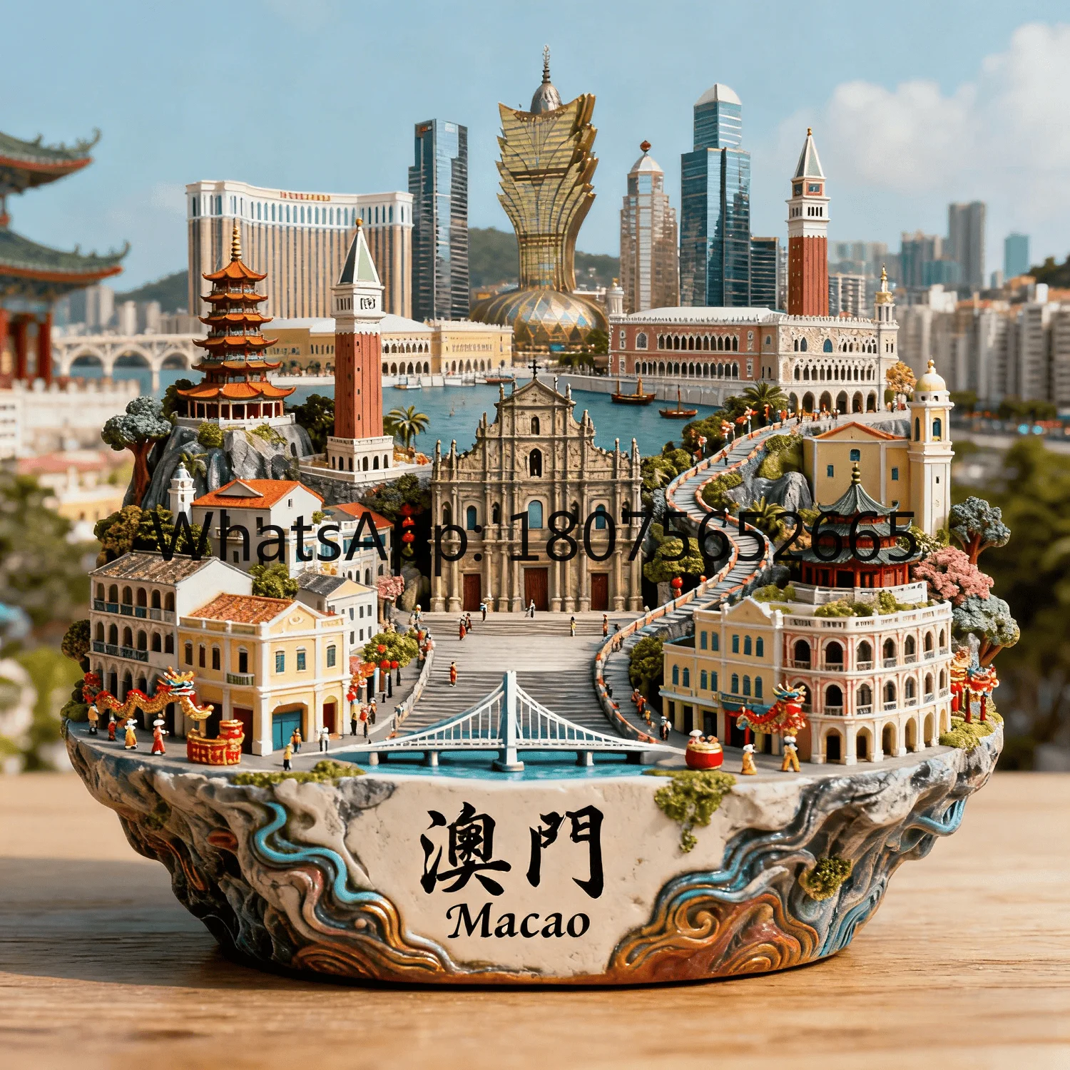 Macau metal refrigerator magnet - artistic, collectible, and perfect for travel souvenirs