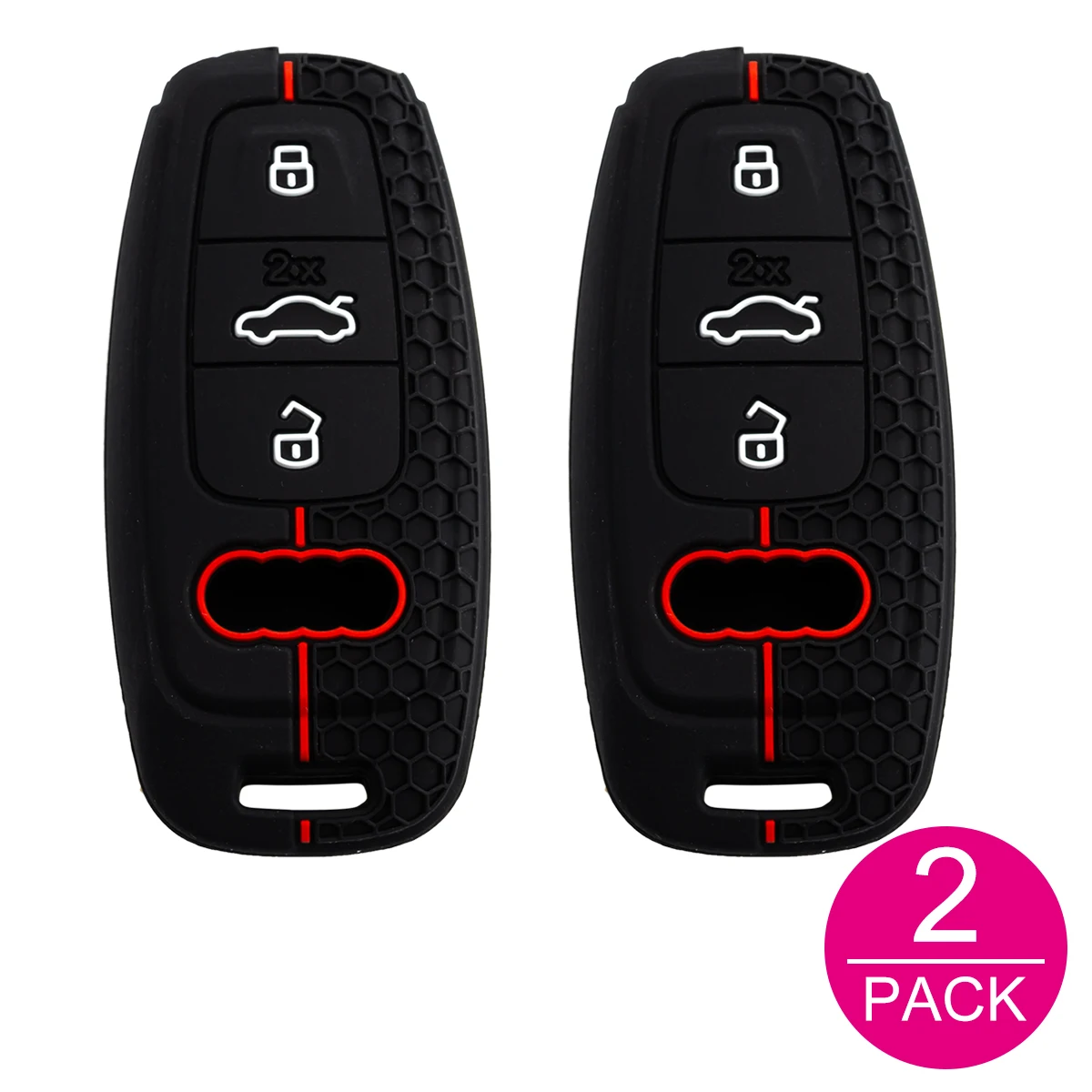 2x Silicone Car Key Fob Cover Case Holder Keychain For Audi A3 A6 C8 A7 A8 Q4 Sportback e-tron Q7 Q8 S3 S6 S7 S8