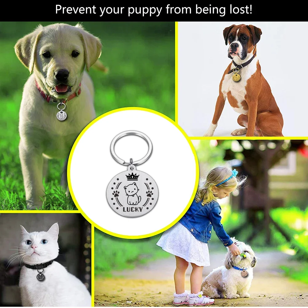 Personalized Cats Dogs ID Tags Flower Wreath Custom for Small and Large Pet Collar Accessories Name Charm Engraved Double Sided