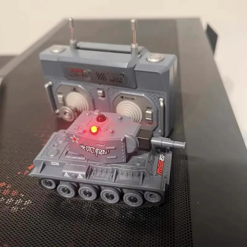 Mini RC ถังจําลองโรตารี่ป้อมปืนเดสก์ท็อป Track Combat Vehicle Remote Full Proportional รีโมทคอนโทรลรุ่นถังของเล่นของขวัญ