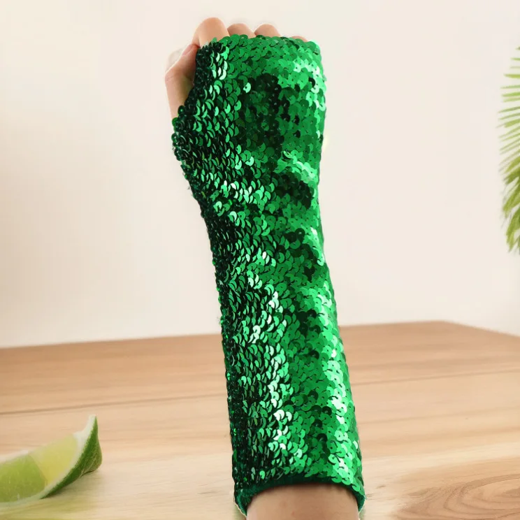 

Блестящие эластичные перчатки без пальцев в стиле русалки, блестящие манжеты на руки, аксессуар для вечеринок, выступлений и косплея для женщин