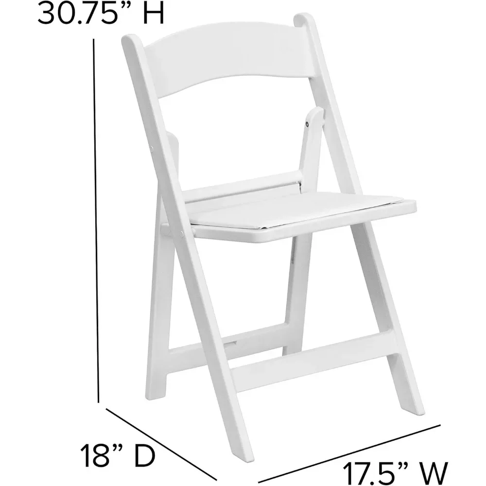 Silla plegable serie Hercules - Resina blanca - Juego de 4 sillas cómodas para eventos con capacidad de peso - Silla plegable liviana