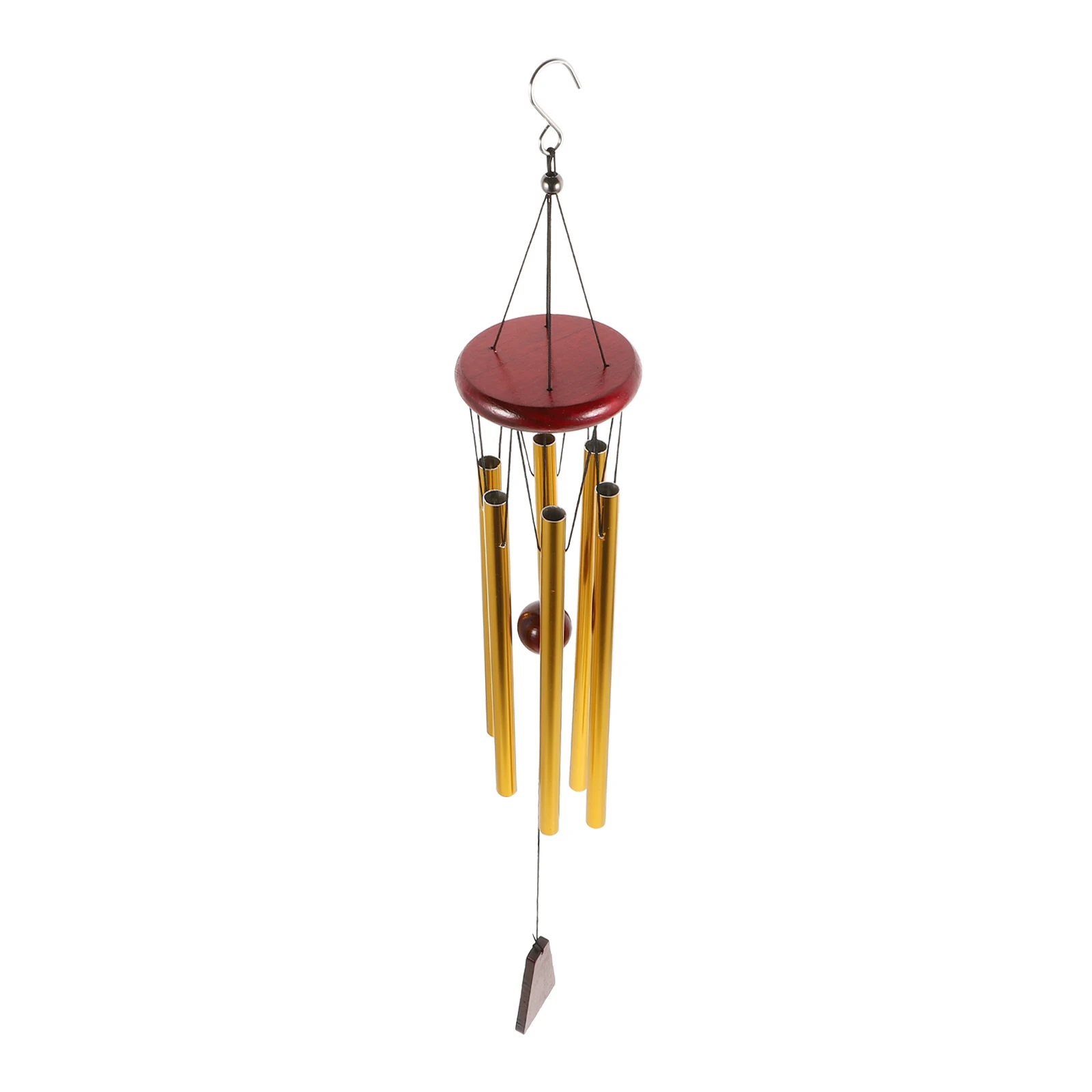 

1pc Wooden Aluminum Tube Wind Chime Golden Ornaments Hook Outdoor Decor Crisp Sound Farmhouse Rustic Modern Style Garden Hanging