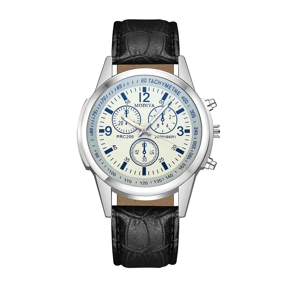 Mode Geschenk Quarzuhr heißes blaues Licht Glas gürtel Herren uhr Herren uhr