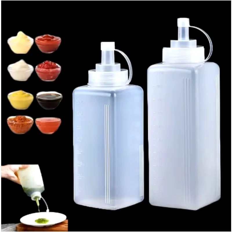

800-1000ml Squeeze Condiment Bottle with Lid plastic squeeze bottle Jam Salad Dressing Storage Dispenser Kitchen Accessories