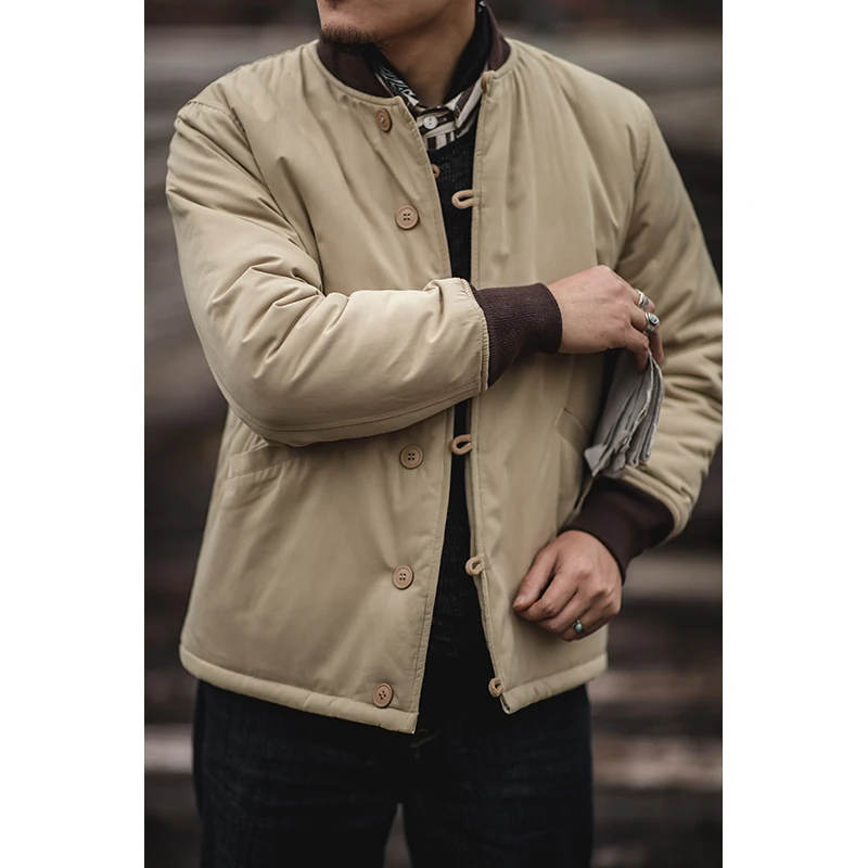 

Basball Collar M43 Jacket Men Winter New Vintage Amekaji Liner Quilted Cotton Clothes Coat Retro Casual Cardigan Padded Jacket