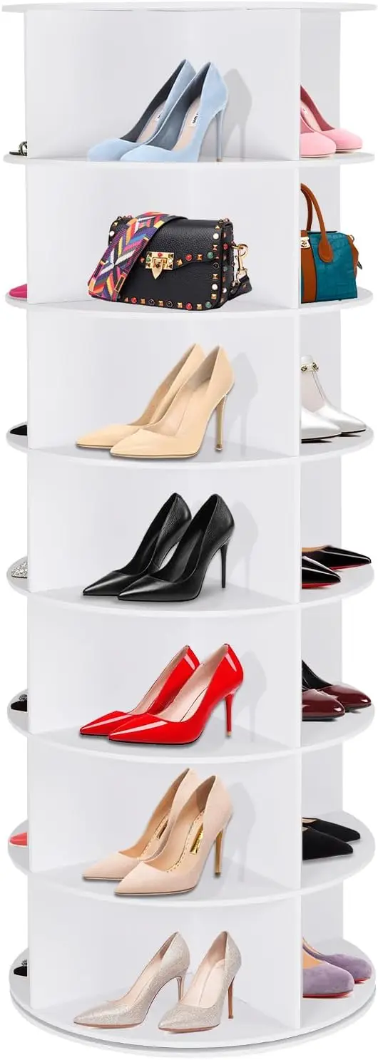 7-Tier Rotating Shoe Rack Tower with 360° Spinning Lazy Susan for Closet, Hallway, Bedroom, Living Room and Dressing Room Storage