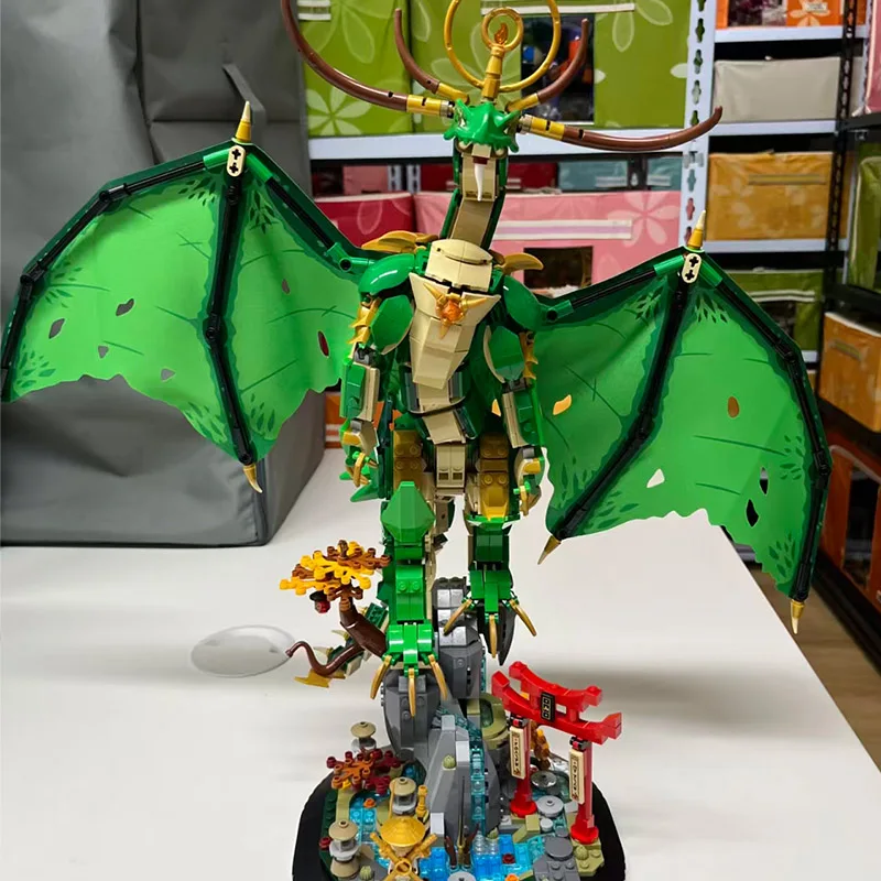 Nuevo MOC en stock, 1650 Uds., bloques de construcción MOC, dragón guardián verde, juguete ensamblado, regalo de decoración navideña de cumpleaños