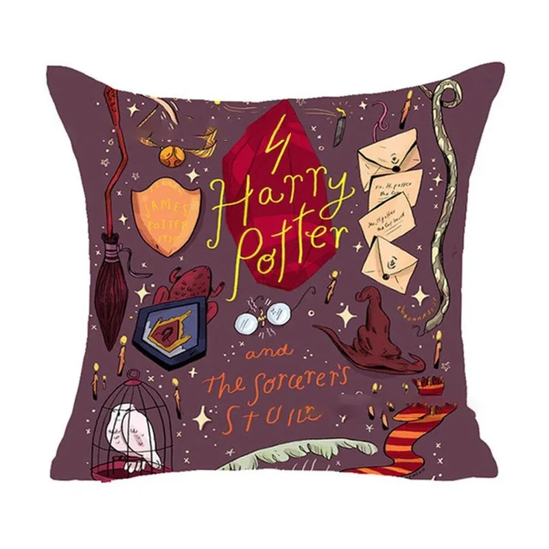 Harry Potter Cushion Peach Skin Cloth Flame Cup-shaped Death Saint Home Decoration Pillowcase Personality Unique and Beautiful .