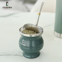 Набор тыквы Yerba Mate включает чайную чашку из нержавеющей стали с двойными стенками, одну бутылку (соломинку), чистящее белье, чайный сепаратор