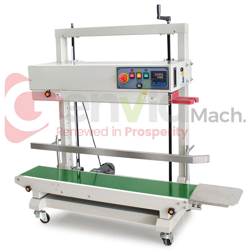 15kgs Loading Vertical Continuous Bag Band Sealer Automatic Foil Pouch Heat Coding Date Printing Machine