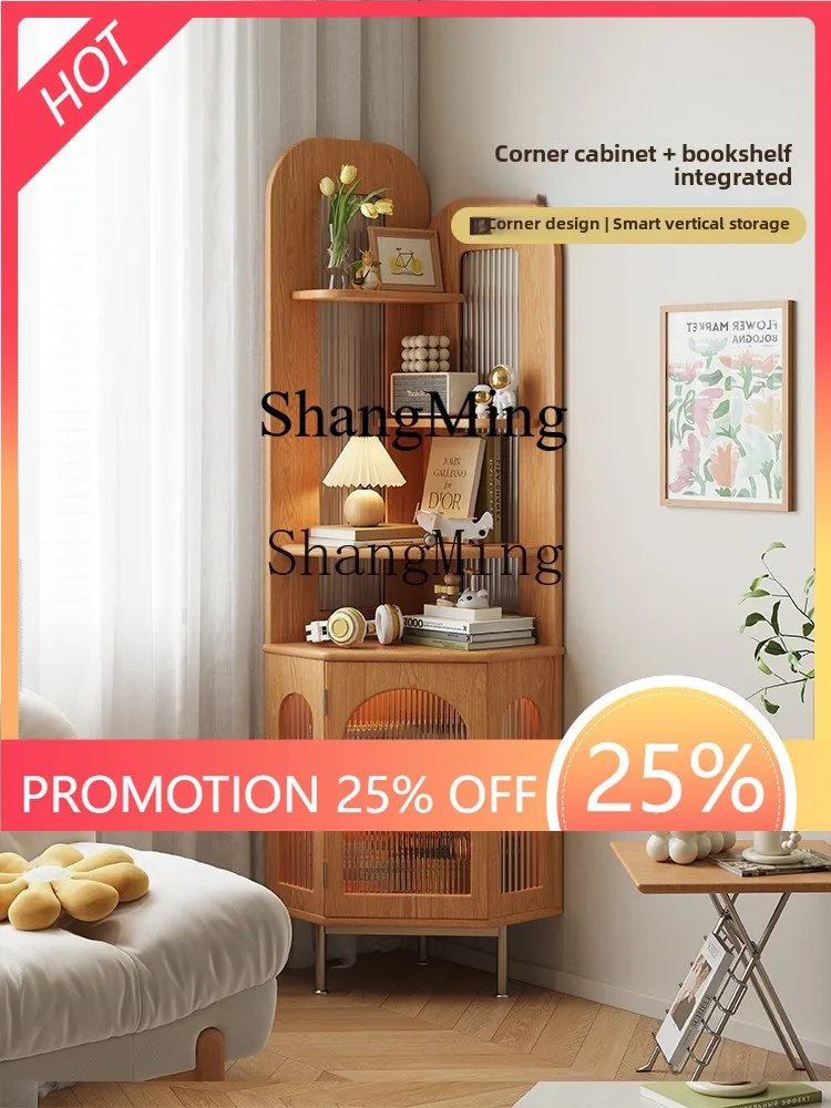 

ZYY solid wood corner cabinet living room small apartment corner bookcase bedroom triangular storage bookshelf