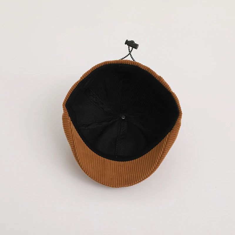 Fashion Letter Beret Drawstring Baby Duck Tongue Cap 2-6year Kids Sunshade Visors Autumn Winter Corduroy Children Forward Hat view 6