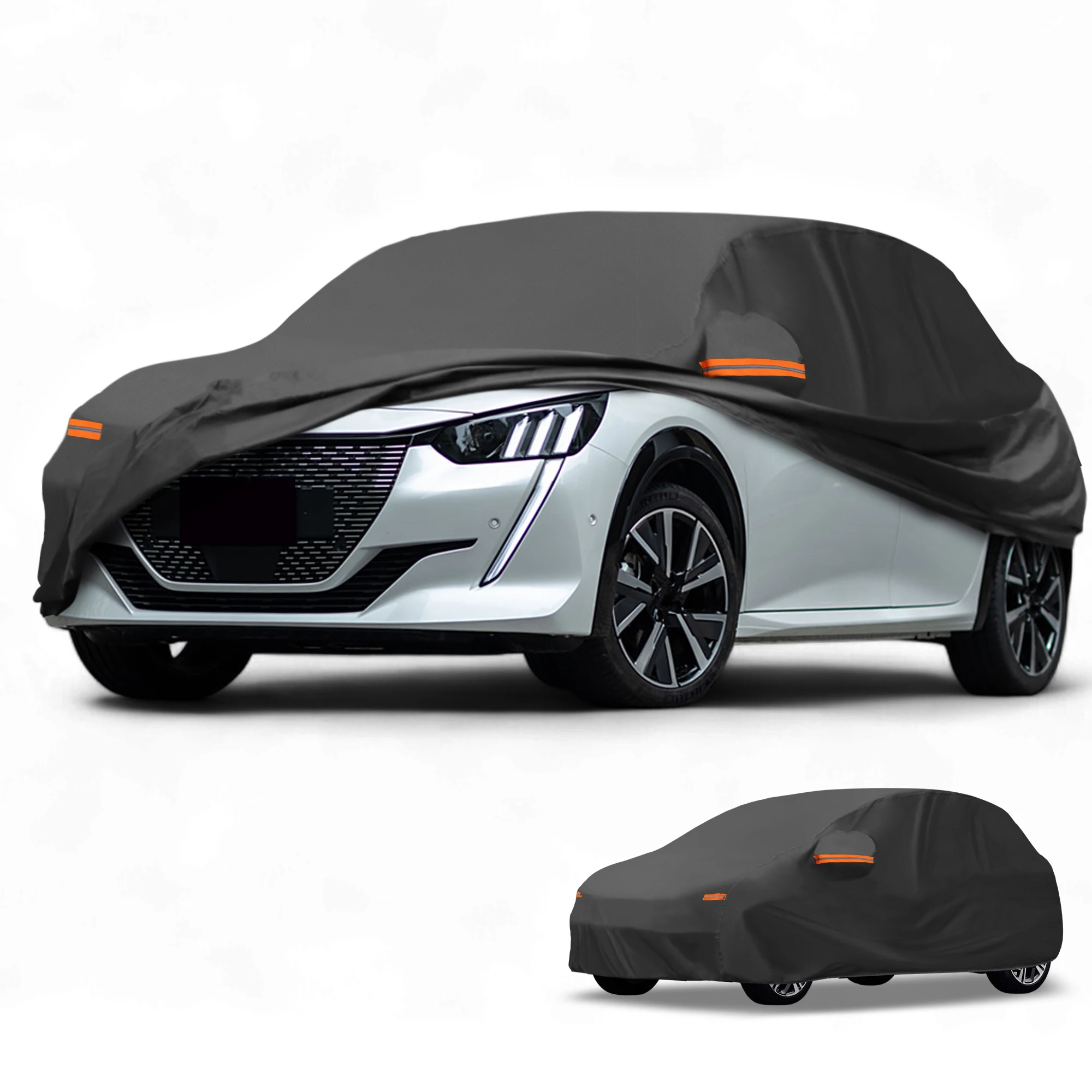 

Всепогодный водонепроницаемый чехол для автомобиля Uxcell - Устойчивый к УФ-излучению полный внешний защитный чехол для Peugeot 208 190T-Pu, черный