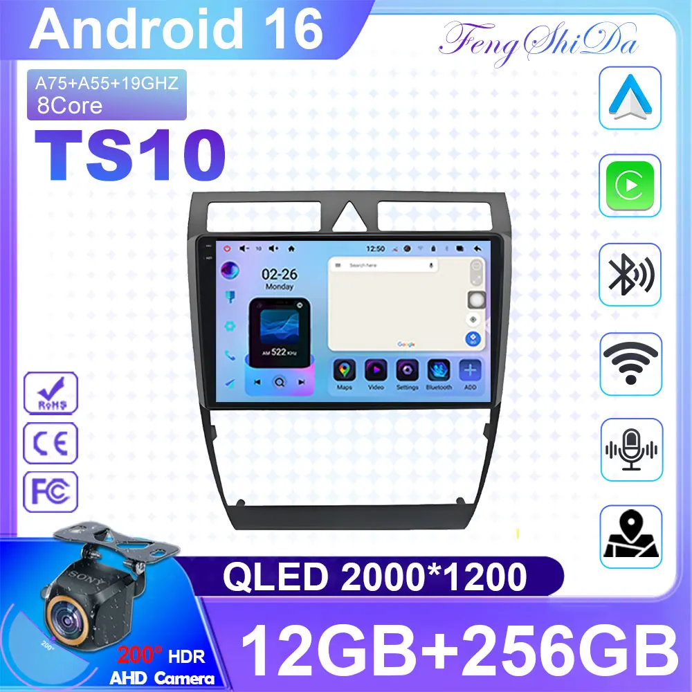 Para Audi A6 C5 1997 - 2004 S6 2 1999 - 2004 RS6 1 2002 - 2006 Rádio de Carro Android16 GPS Navegação Multimídia Reprodutor de Vídeo Estéreo