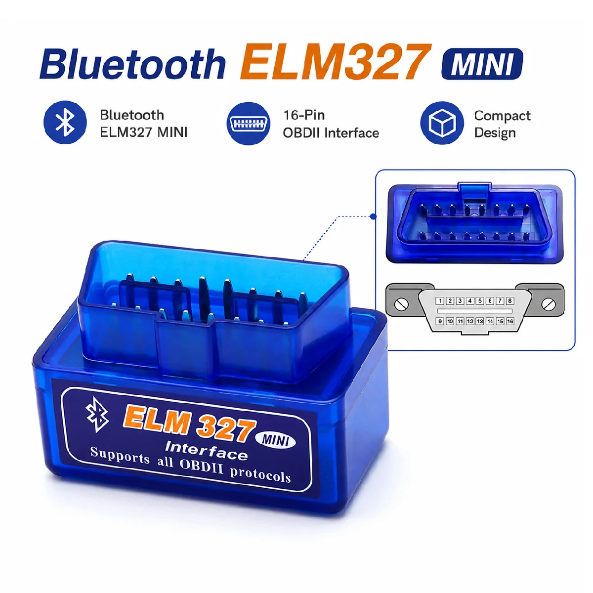 MINI ELM327 V1.5/V2.1 Scanner Adapter Automatic Diagnostic Tool Bluetooth-Compatible OBD/OBDII Code Reader For Android Windows