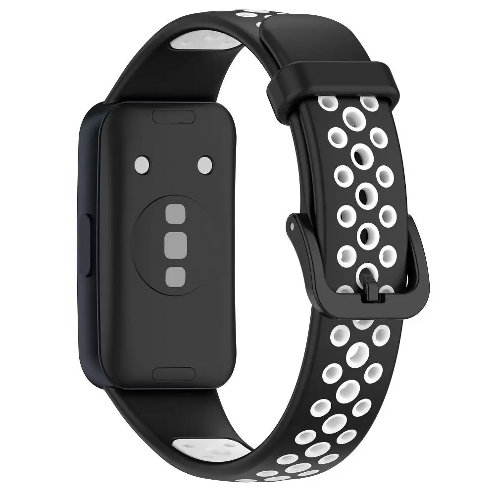 สายนาฬิกาซิลิโคนนิ่มสองสีเปลี่ยนได้สายนาฬิกาสมาร์ทวอทช์กำไลข้อมือระบายอากาศสำหรับ Huawei band 9 8