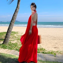 New Backless Daring Summer Print Dress Modern Women Draped Stylish Chiffon Dress Fairy Female Midi Chic Club Two Piece Clothes