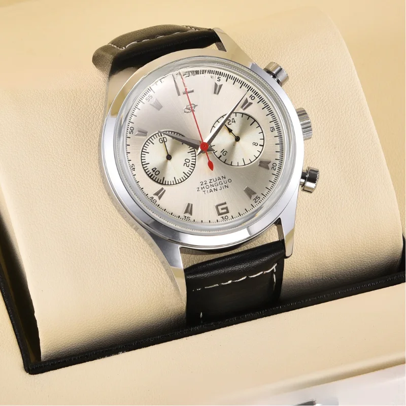 

Quartz Watch Classic Series with Seagull 2115 Quartz Movement Chronograph Stop Second Function 43mm Diameter 3ATM