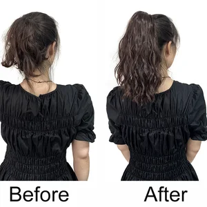 Grampo sintético curto encaracolado na extensão do cabelo do rabo de cavalo para mulheres, uso diário, loiro, preto, loiro, peruca fofa, 14 8 principais vendas cabelo 14 inches cacheado - №1