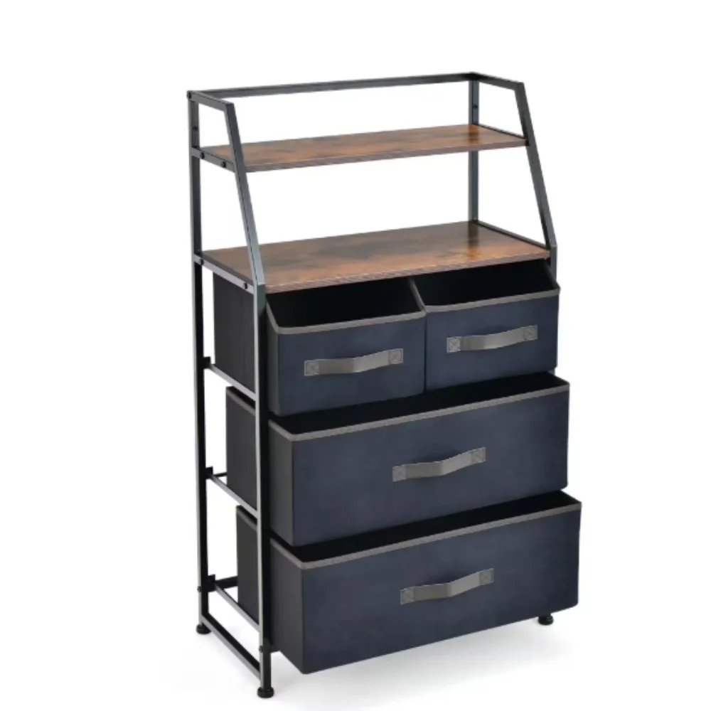 

4 Drawer Dresser Organizer Closet Storage Cabinet with Shelves and Foldable Drawers