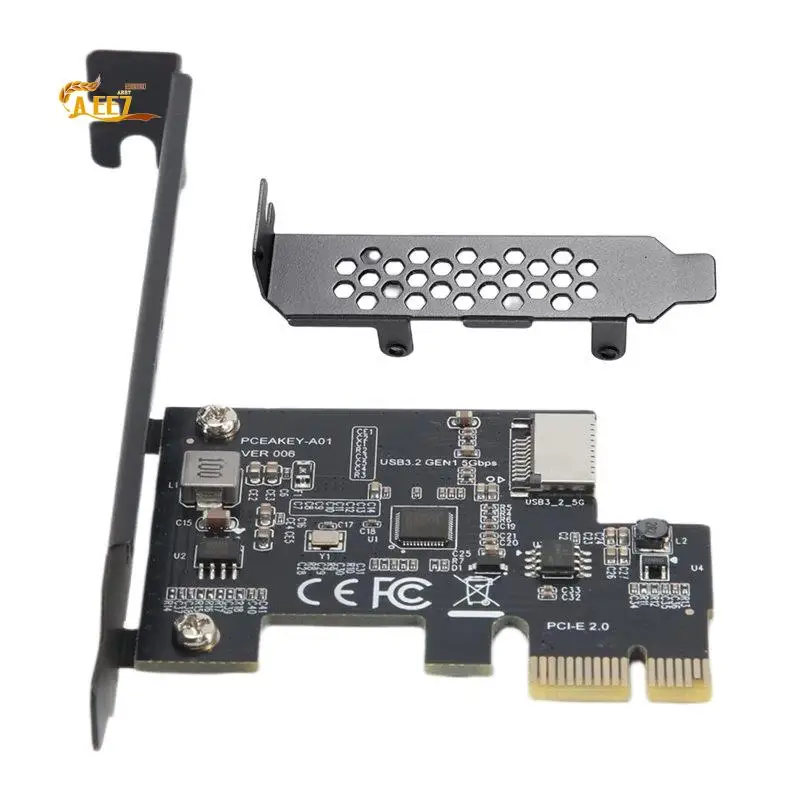 AEE7-PCI-E 1X To USB 3.2 GEN1 5Gbps Type-E A-Key Expansion Card,Front Panel Type-C Interface For Desktop PC(ASM1042A)