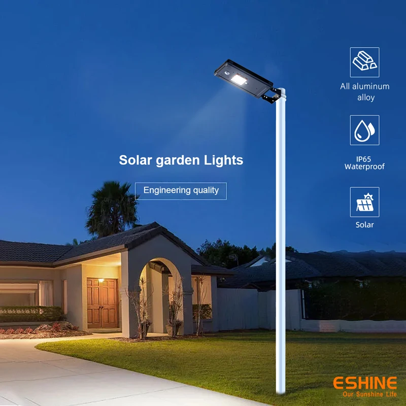 ACMESHINE Alumimum Alloy Solar Street Light 120W  2000LM  Led Garden Courtyard Lamp IP65 Waterproof Wall Lamp Security Lighting