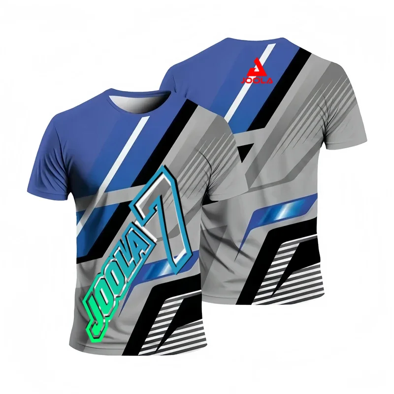 New Arrival JOOLA 7 Print Table Tennis Jersey Black Red Sublimation Sportswear Breathable Quick Dry Short Sleeve T-Shirt