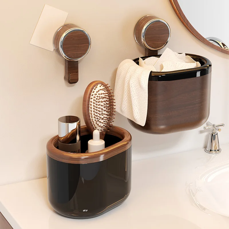 

Bathroom Suction Cup Shelf Wall Hanging No Punching Discarded Face Towel Storage Artifact Desktop Cosmetics Storage Box