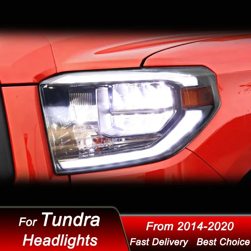 

Поп-автомобильные фары для Toyota Tundra 2014-2020, новый стиль, светодиодные фары в сборе, обновление, аксессуары для линз проектора с высокой настройкой