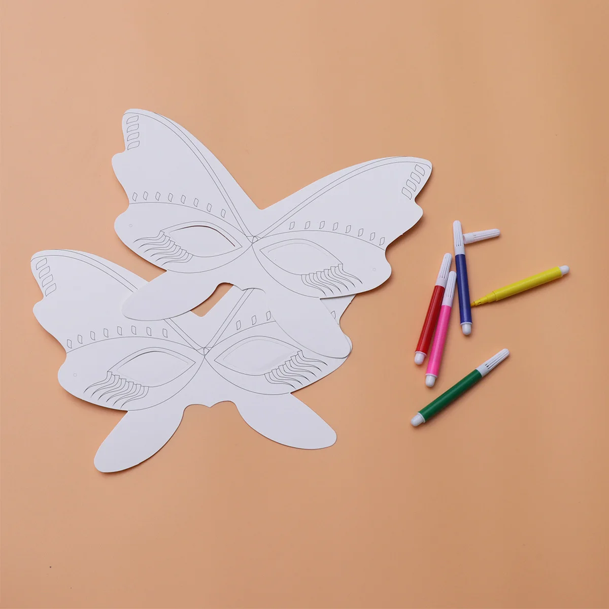 15Pcs DIY White Animal Paper Mask Set for Children Blank Craft Materials Painting Markers Sensory Creativity Development