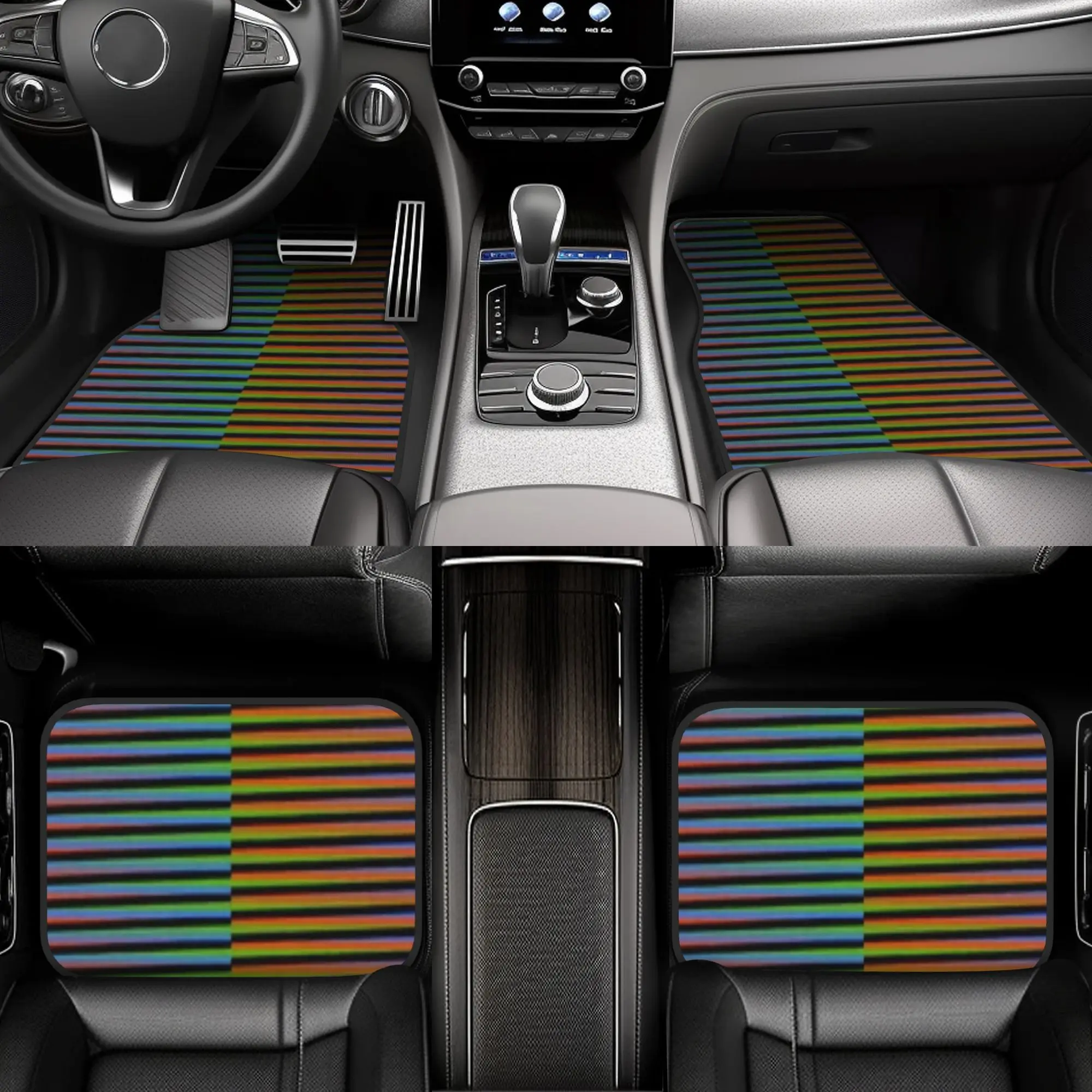 Carlos Cruz Diez Permutation 4PCS Crystal Velvet Car Floor Mats Set  Universal Front Rear Foot Mats Car Floor Protection Mat