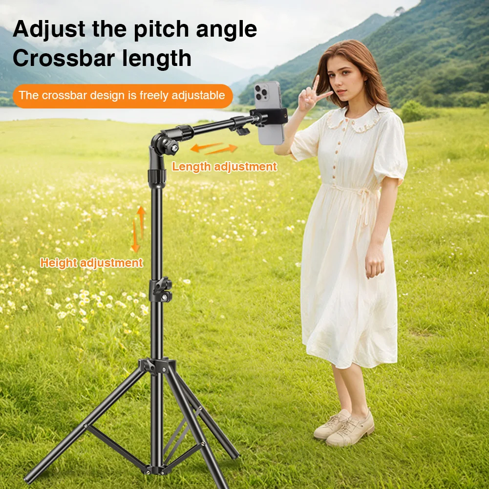 Phone Tripod Adjustable Horizontal Overhead Tripod Cell Phone Tripod Stand for Filming Video Recording Live Stream