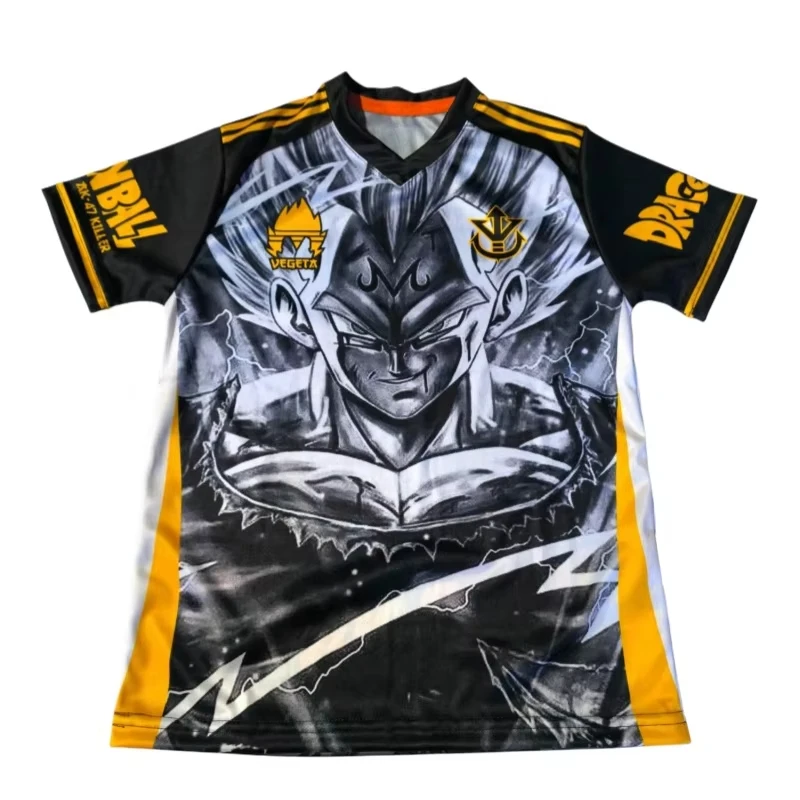 

Новая футболка BANDAI в стиле аниме Dragon Ball Z с принтом персонажей Vegeta, Джерси с короткими рукавами, для фанатов, модная аниме-идеальная одежда