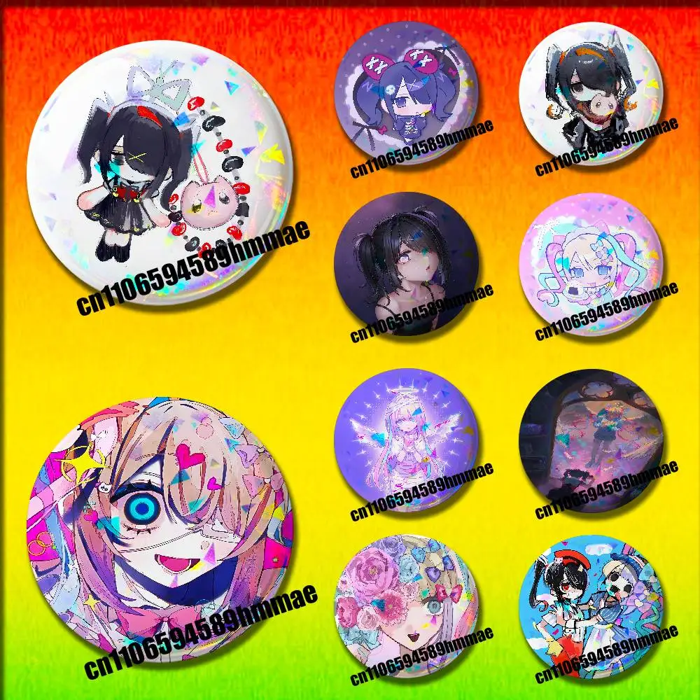 

For N-Needy Streamer Overload Kangel Ame Chan Emblem Round Pins Insignia Badge Cover Ornament 32mm Brooch Button Cosplay