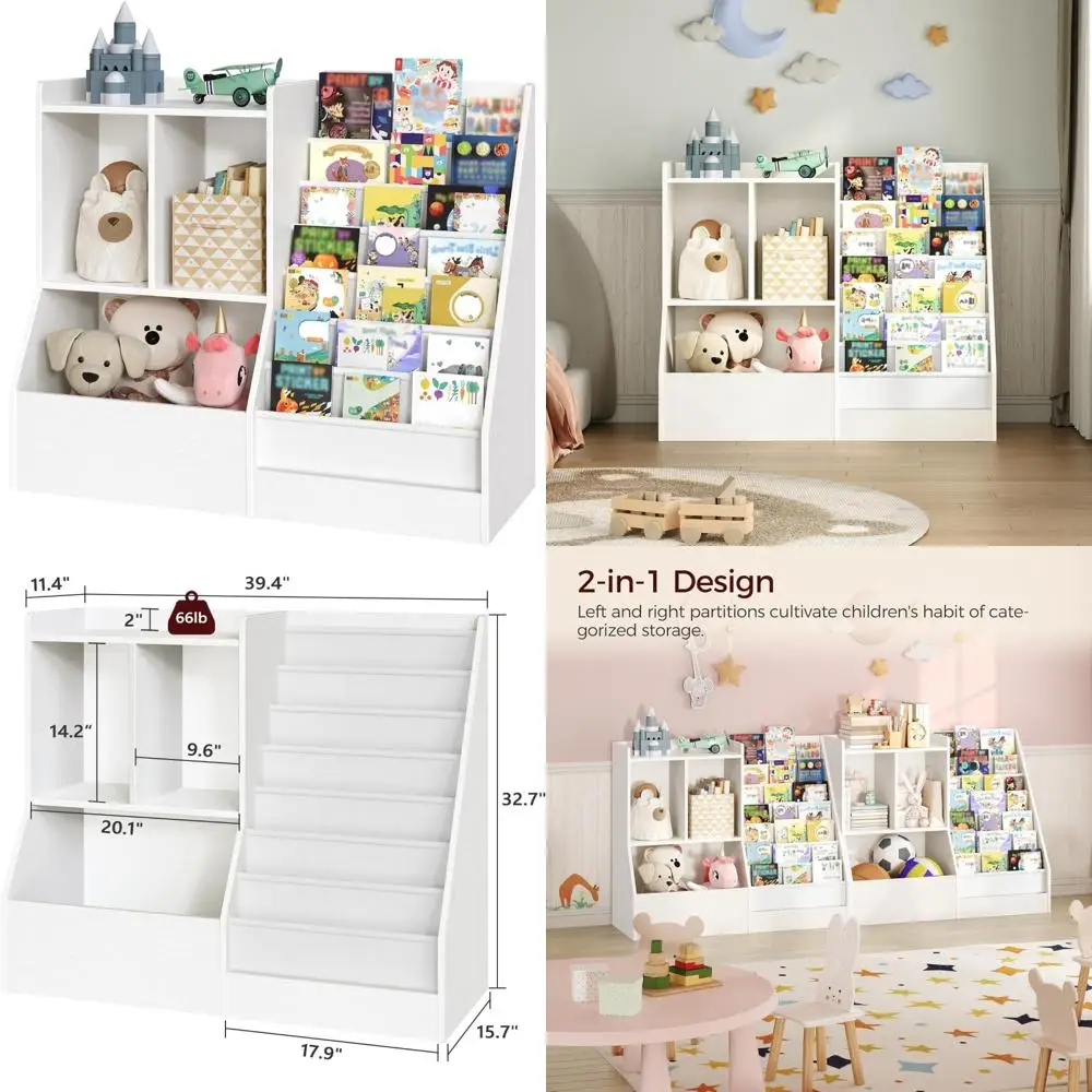 

7-Layer Children's Book and Toy Storage Shelf, Toddler Bookcase Organizer, Large Capacity Cabinet for Kids' Books and Toys