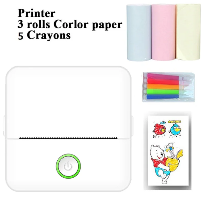 طابعة حرارية صغيرة محمولة بدون حبر صانع الملصقات طابعة جيب صغيرة للصور مجلة ملاحظات مذكرة قطع مجانية #6