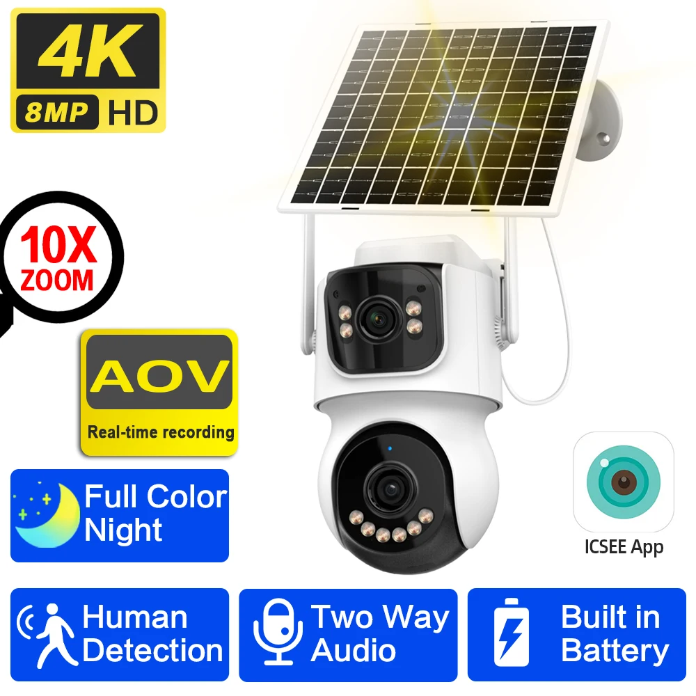 

XMEYE 4G Solar Wireless PTZ Security Camera 4k 10X Zoom Dual Lens Human Detection AVO Wifi CCTV Video Surveillance Camera ICSEE