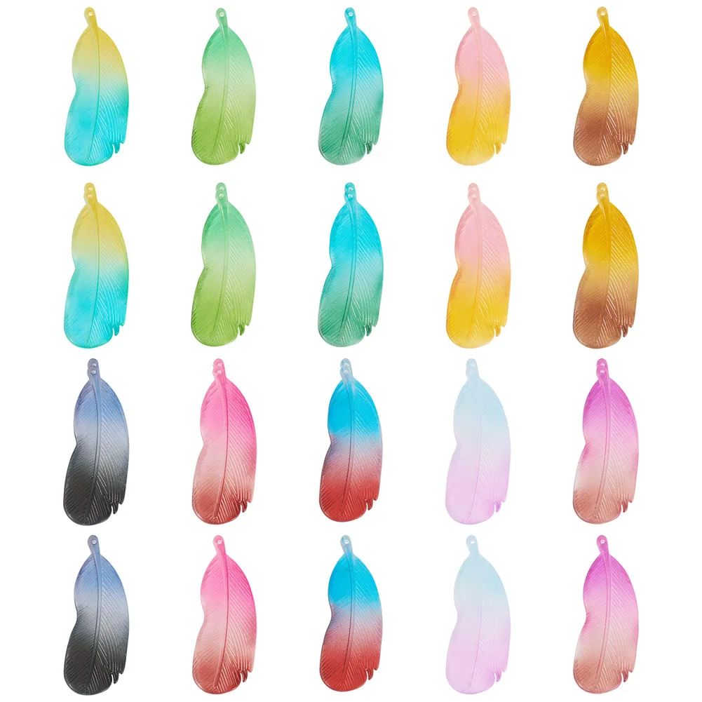 

20Pcs Two Tone Frosted Acrylic Pendants Feather Shapes Charms DIY Jewelry Keychain Necklace Earrings Tassel Making Accessories