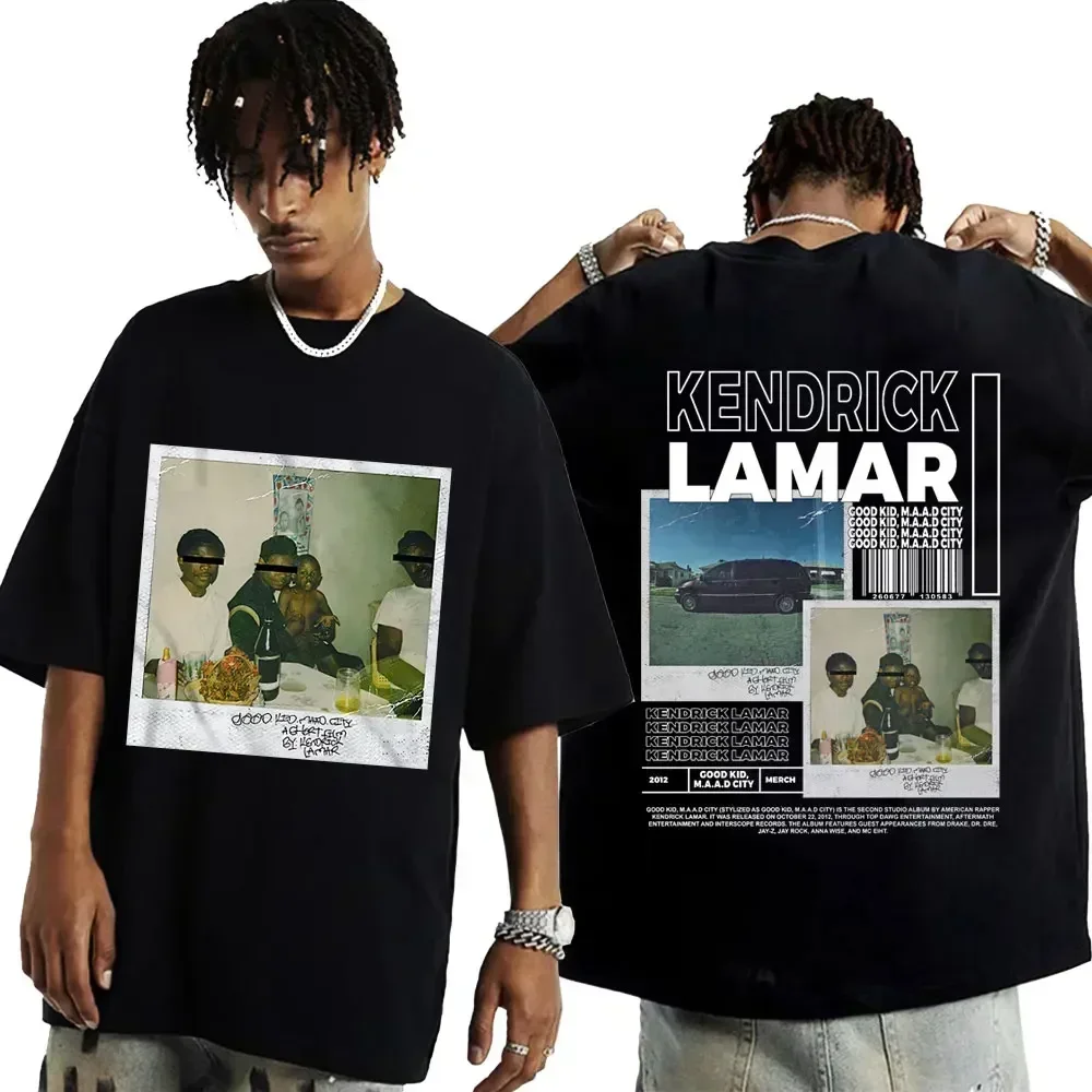 

Summer Rapper Kendrick Lamar Good Kid Print Men T-shirt Hip Hop High Quality Short Sleeve Oversize Tops Harajuku High Quality